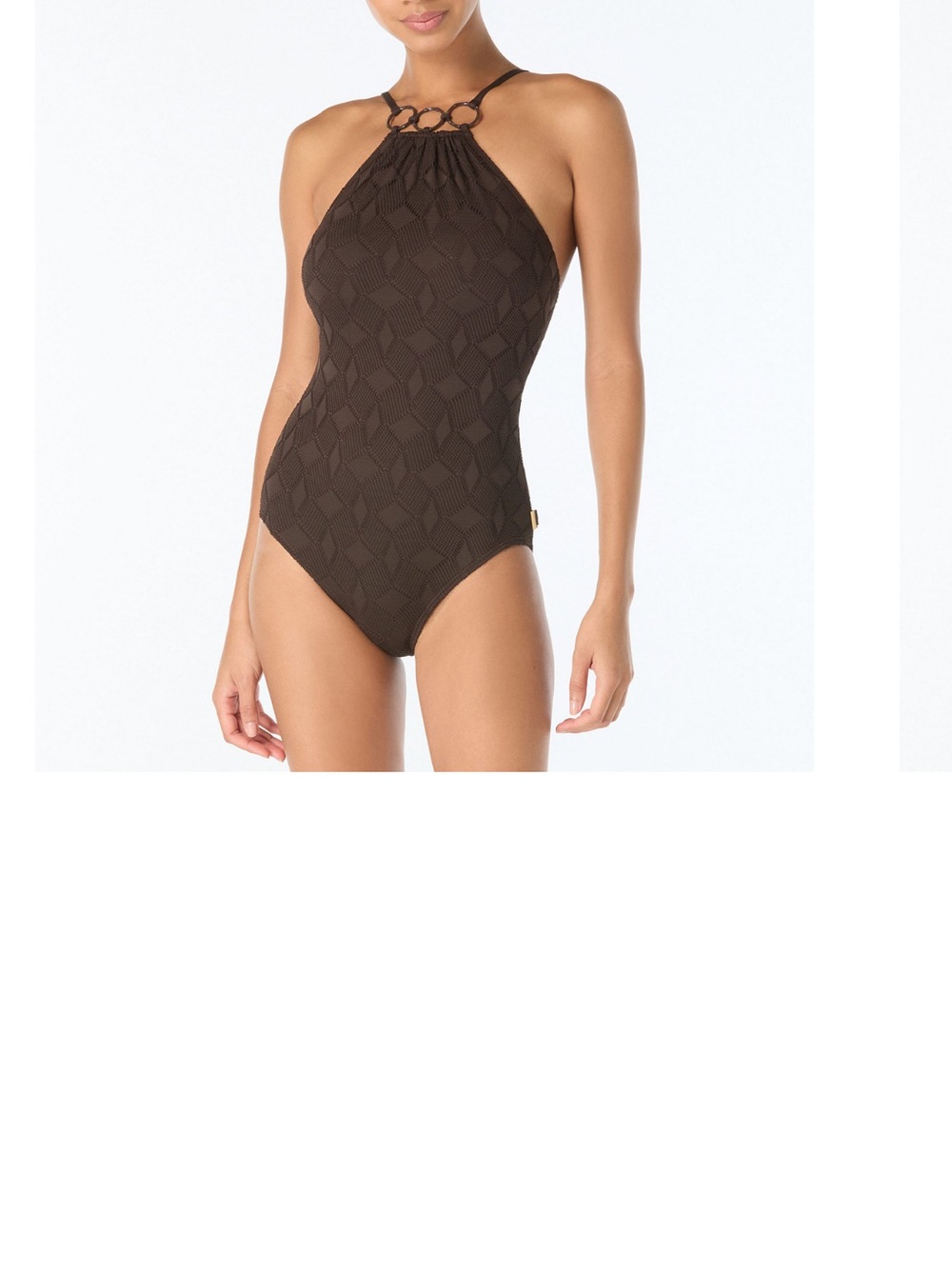 Vince Camuto chocolate brown halter One-Piece Swimsuit with Ring Detail